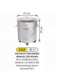 2154 40 LT MANUEL KAPAK AMELİYATHANE TİPİ ÇÖP KOVASI