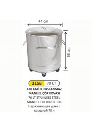 2156 70 LT MANUEL KAPAK AMELİYATHANE TİPİ PASLANMAZ ÇÖP KOVASI