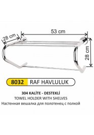 8032 PASLANMAZ RAF HAVLULUK DESTEKLİ (304 KALİTE)