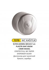 7279 PLASTİK MAT KROM KAPLAMA İÇTEN ÇEKMELİ WC KAĞIT VERİCİ