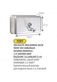 7297 304 KALİTE PASLANMAZ ÇELİK 1 LT YATAY Sıvı SABUNLUK