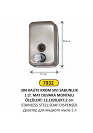 7932 Paslanmaz Sıvı Sabunluk 1 lt  (304 KALİTE KROM)