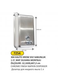 7254 304 KALİTE MAT PASLANMAZ 1 LT Sıvı SABUNLUK