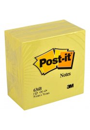 3M Post-it 636B Yapışkanlı Not Kağıdı 76 mm x 76 mm Sarı 450 Yaprak