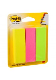 Post-it 671 Yapışkanlı Not Kağıdı 25 mm x 76 mm Sayfa İşareti 3 Renk 100 Yaprak