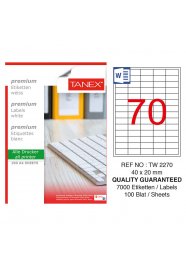 Tanex Tw-2270 Beyaz Etiket 40 mm x 20 mm