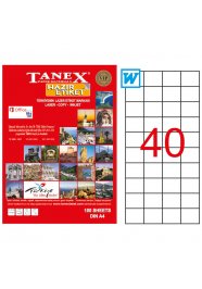 Tanex Tw-2040 Beyaz Adresleme ve Postalama Etiketi 52.5 mm x 29.7 mm