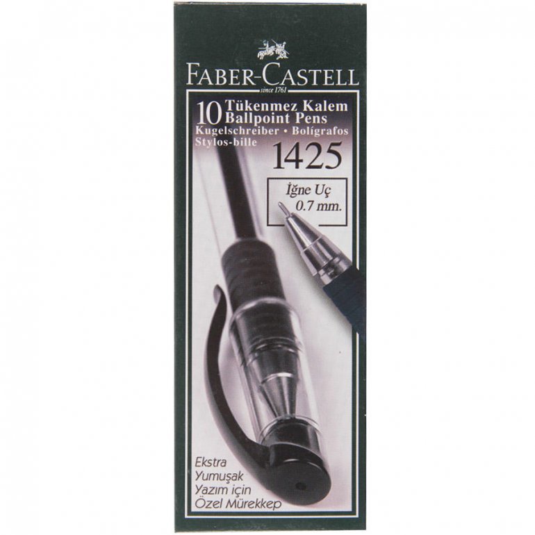 FABER CASTELL 1425 TÜKENMEZ KALEM 0.7 MM İĞNE UÇLU SİYAH