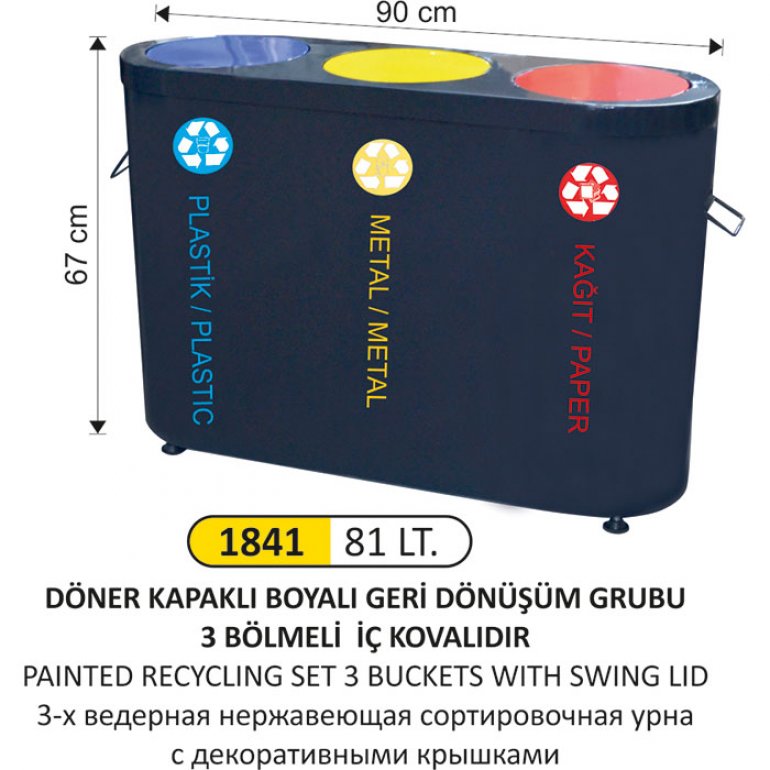 1841 81 LT DÖNER KAPAKLI BOYALI GERİ DÖNÜŞÜM SETİ