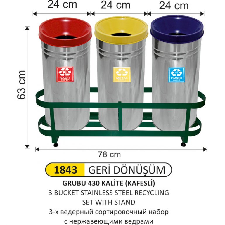 1843 430 KALİTE PASLANMAZ GERİ DÖNÜŞÜM SETİ