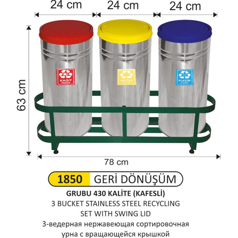 1850 430 KALİTE PASLANMAZ GERİ DÖNÜŞÜM SETİ