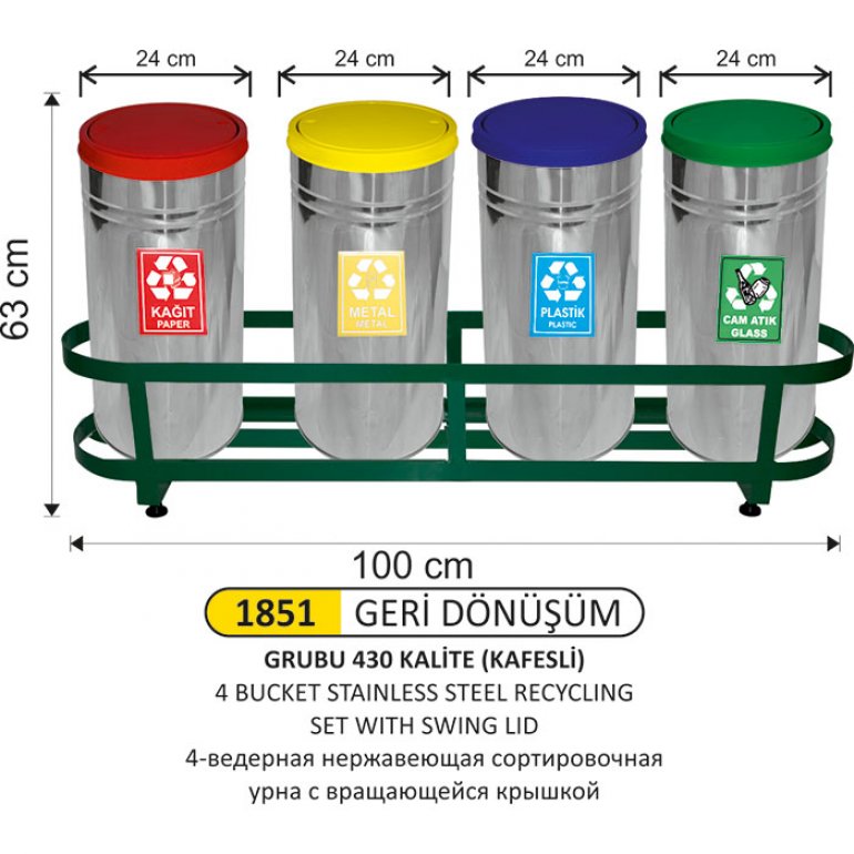 1851 430 KALİTE PASLANMAZ GERİ DÖNÜŞÜM SETİ