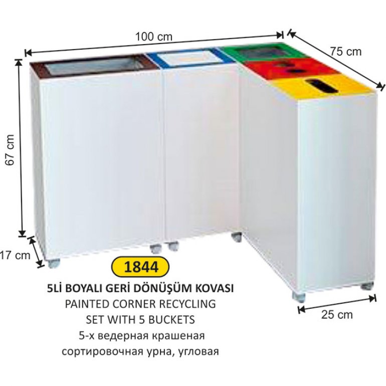 1844 BEŞLİ BOYALI GERİ DÖNÜŞÜM ÇÖP KOVASI BOYALI