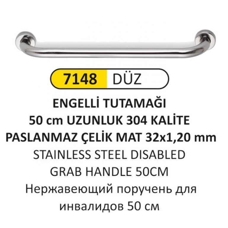 7148 50 CM DÜZ 304 KALİTE ENGELLİ TUTAMAĞI