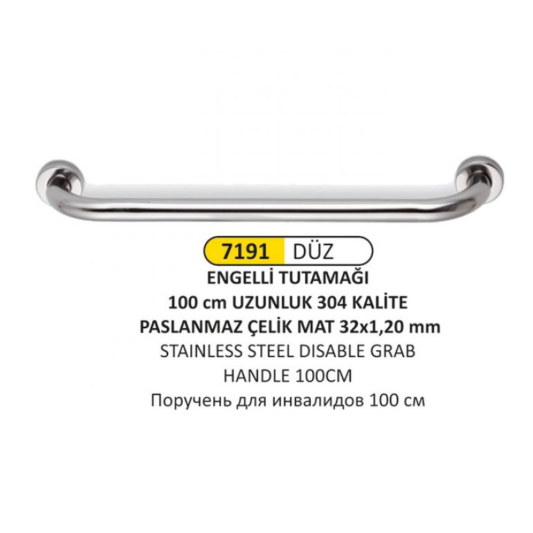 7191 100 CM DÜZ 304 KALİTE ENGELLİ TUTAMAĞI