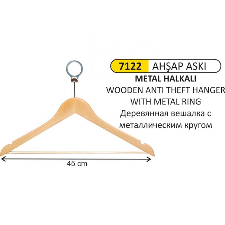 7122 Ahşap Askı Metal Halkalı