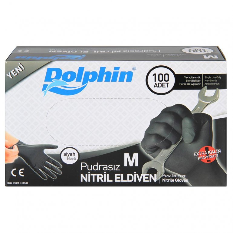 DOLPHİN PUDRASIZ NİTRİL (SİYAH) ELDİVEN