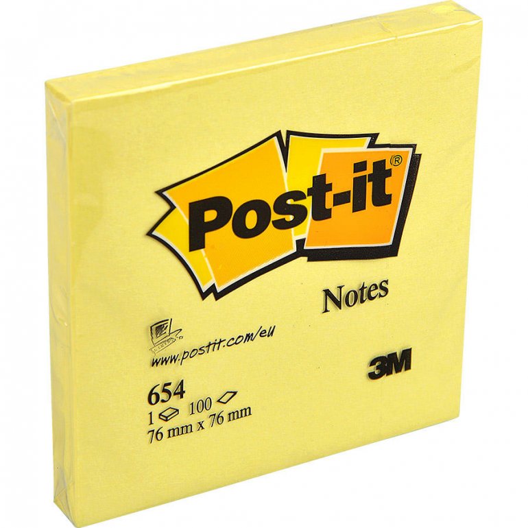 3M Post-it 654Y Yapışkanlı Not Kağıdı 76 mm x 76 mm Sarı 100 Yaprak