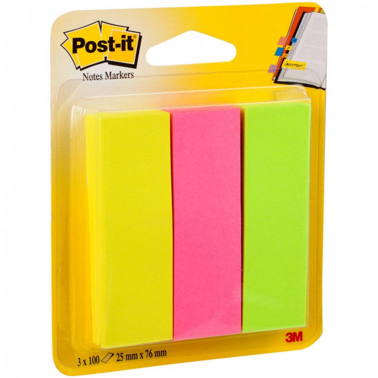 Post-it 671 Yapışkanlı Not Kağıdı 25 mm x 76 mm Sayfa İşareti 3 Renk 100 Yaprak