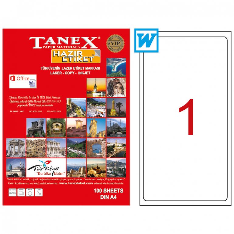 Tanex Tw-2001 Beyaz Etiket 199.6 mm x 289.1 mm