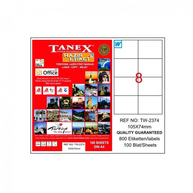 Tanex Tw-2374 Beyaz Etiket 105 mm x 74.25 mm