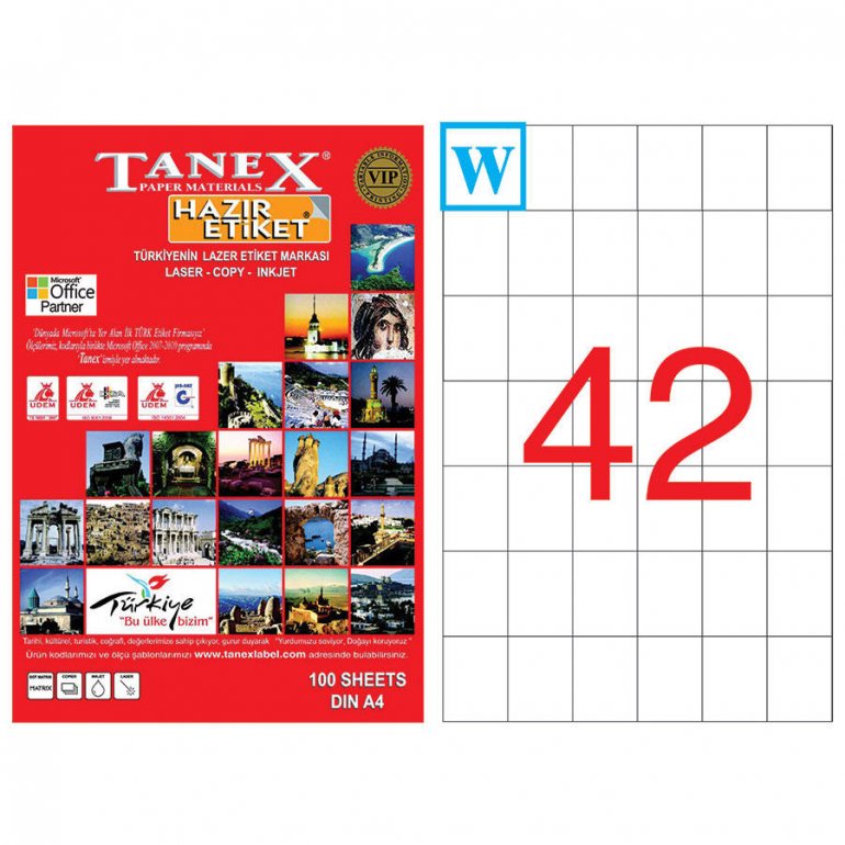 Tanex Tw-2154 Lazer Etiket 35 mm x 42 mm