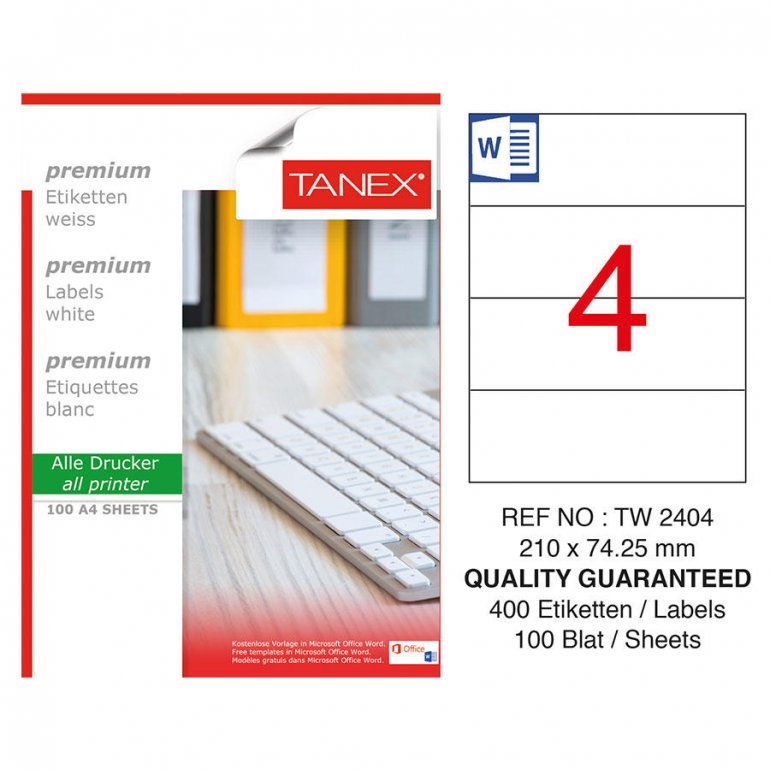 Tanex Tw-2404 Lazer Etiket 210 mm x 74,25 mm