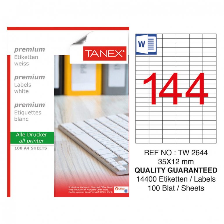 Tanex Tw-2644 Lazer Etiket 35 mm x 12 mm