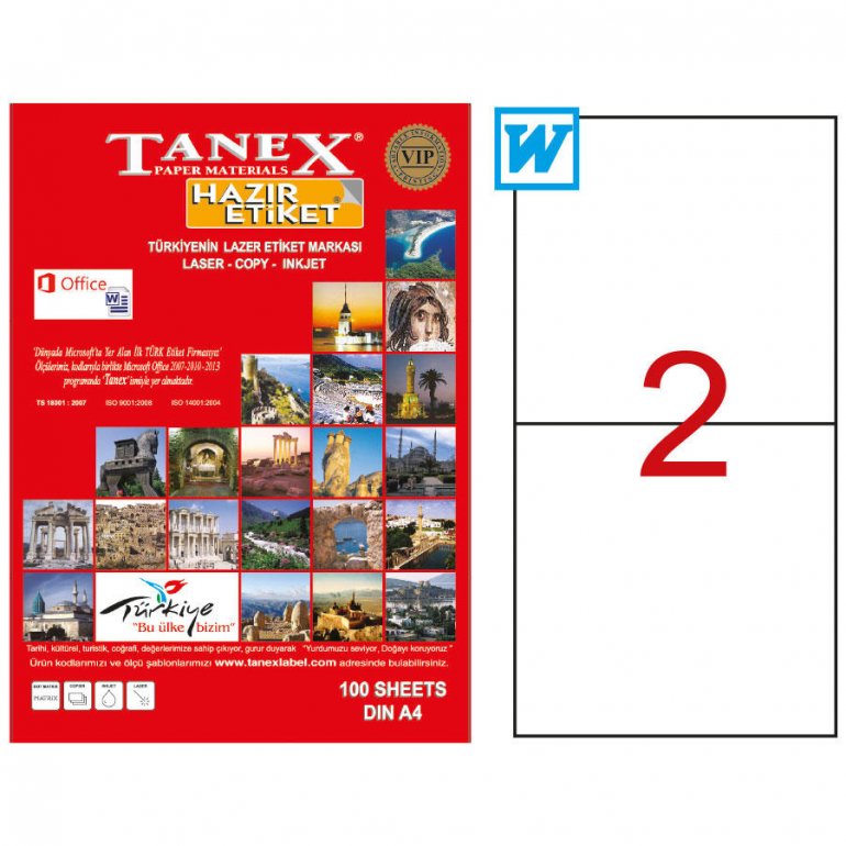 Tanex Tw-2102 Beyaz Sevkiyat ve Lojistik Etiketi 210 mm x 148.5 mm