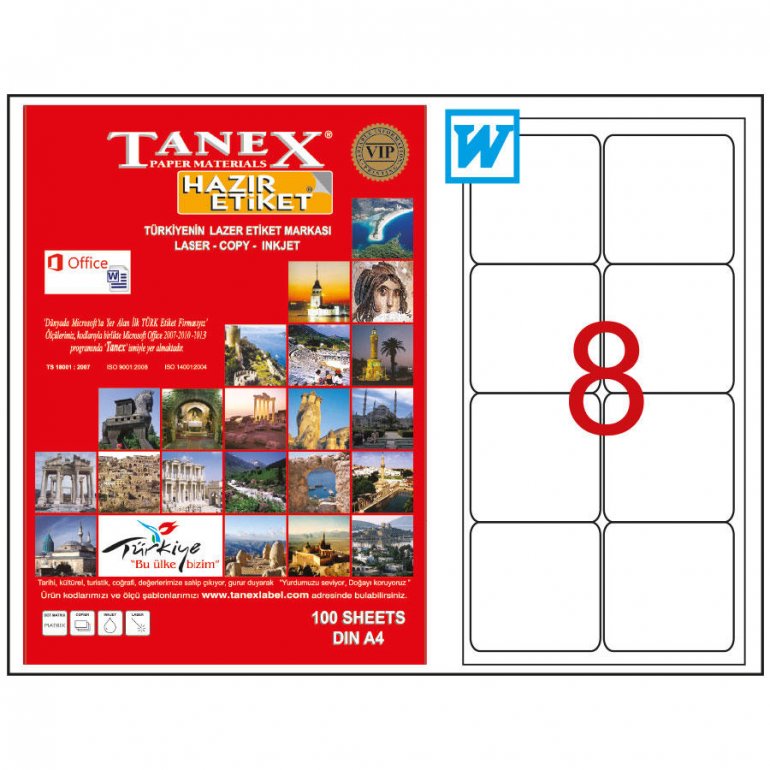 Tanex Tw-2008 Beyaz Sevkiyat ve Lojistik Etiketi 99.1 x 67.7 mm